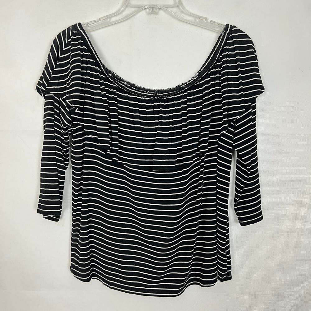 American Eagle Off-Shoulder Striped Ruffle Top Size L